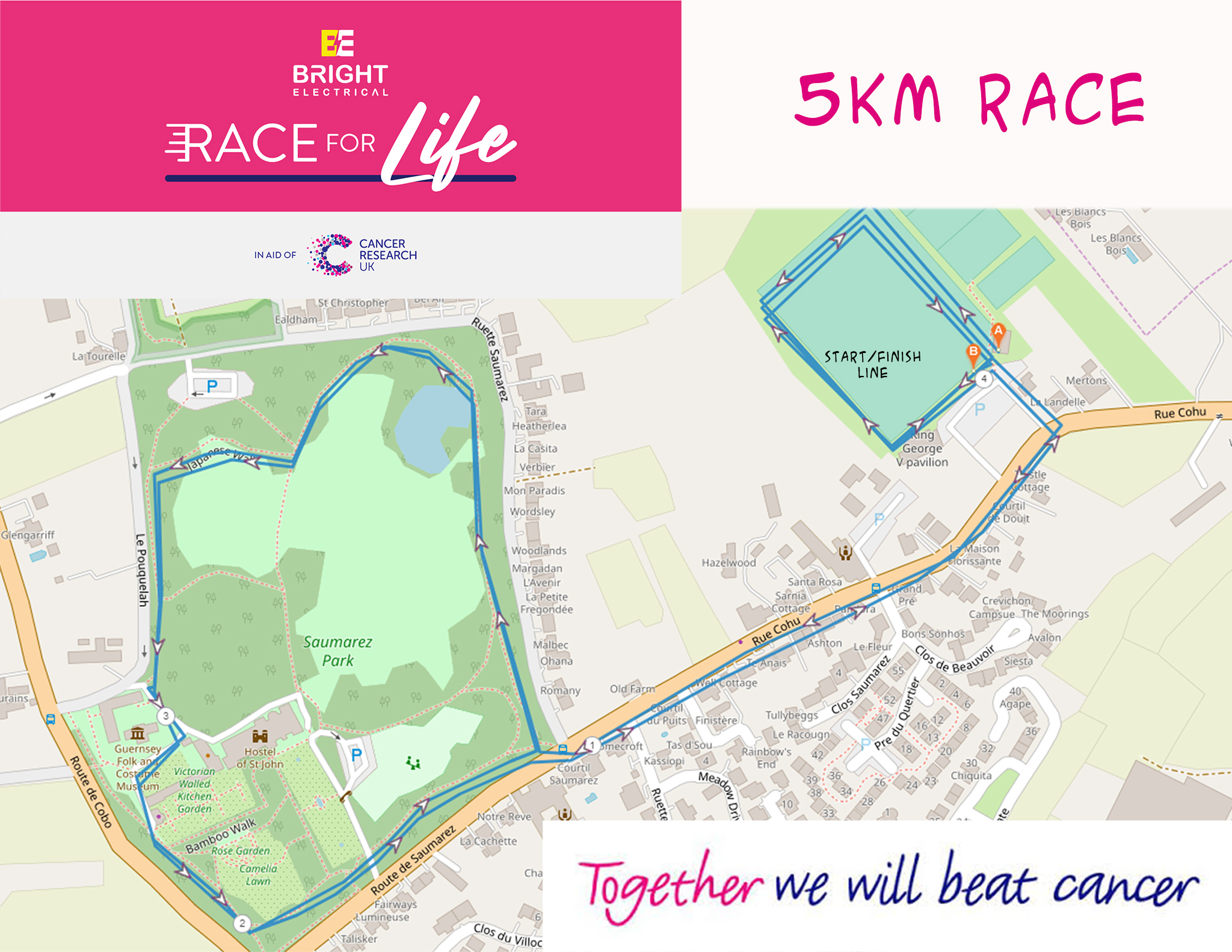 BE Race for Life Guernsey 5km map